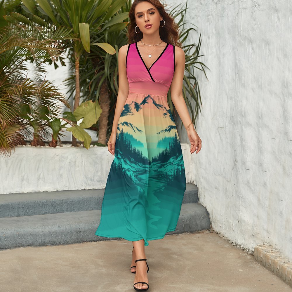 Mountain Gradient Long Sleeveless Dress