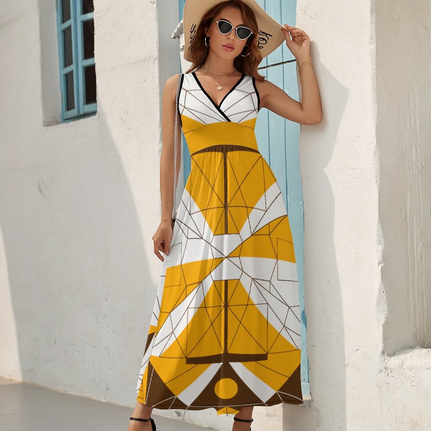 Autumnal Long Sleeveless Dress