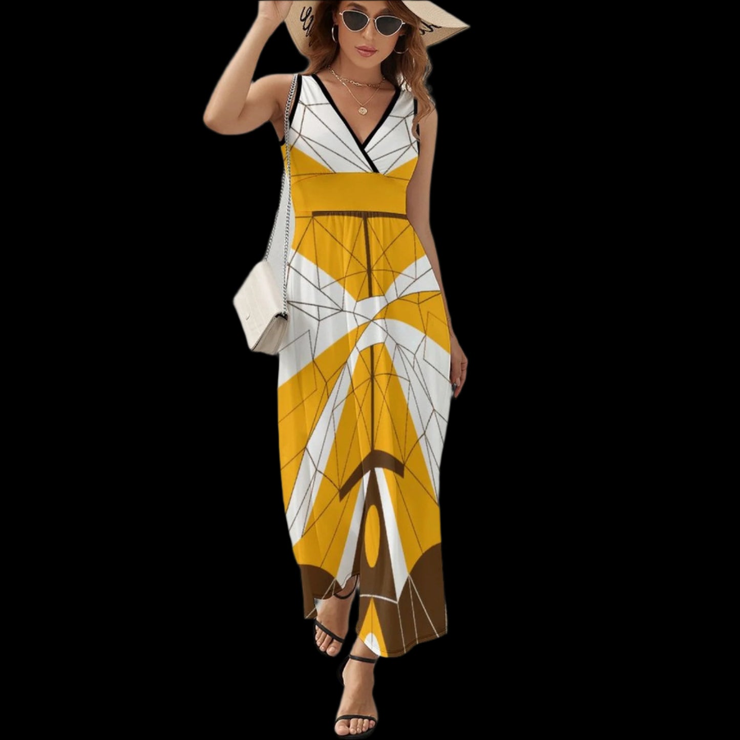 Autumnal Long Sleeveless Dress