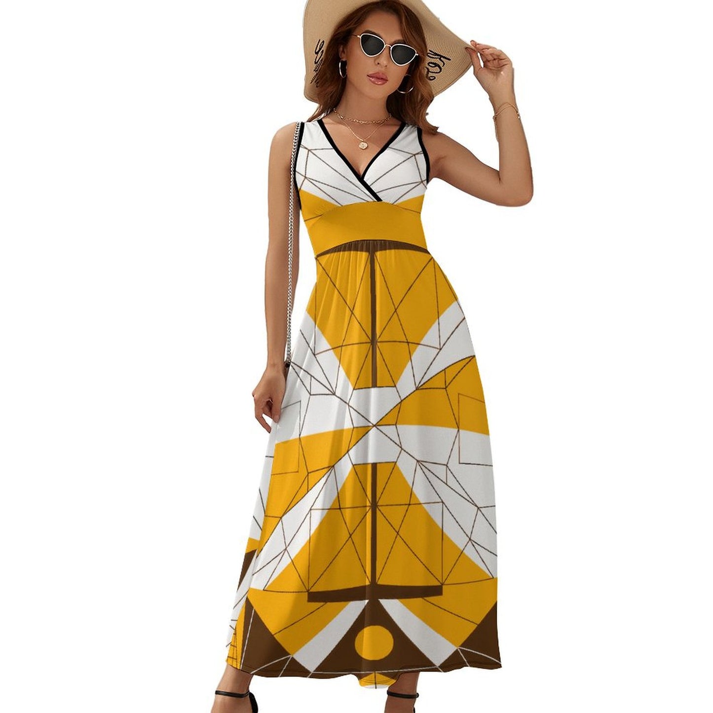 Autumnal Long Sleeveless Dress