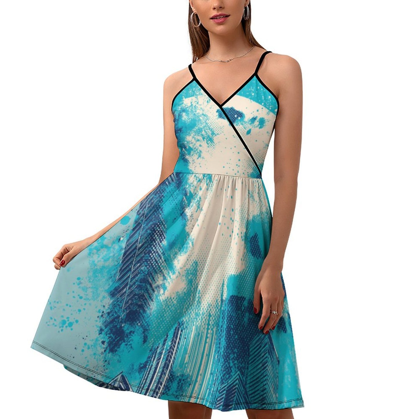 Teal Towers Sling Dress