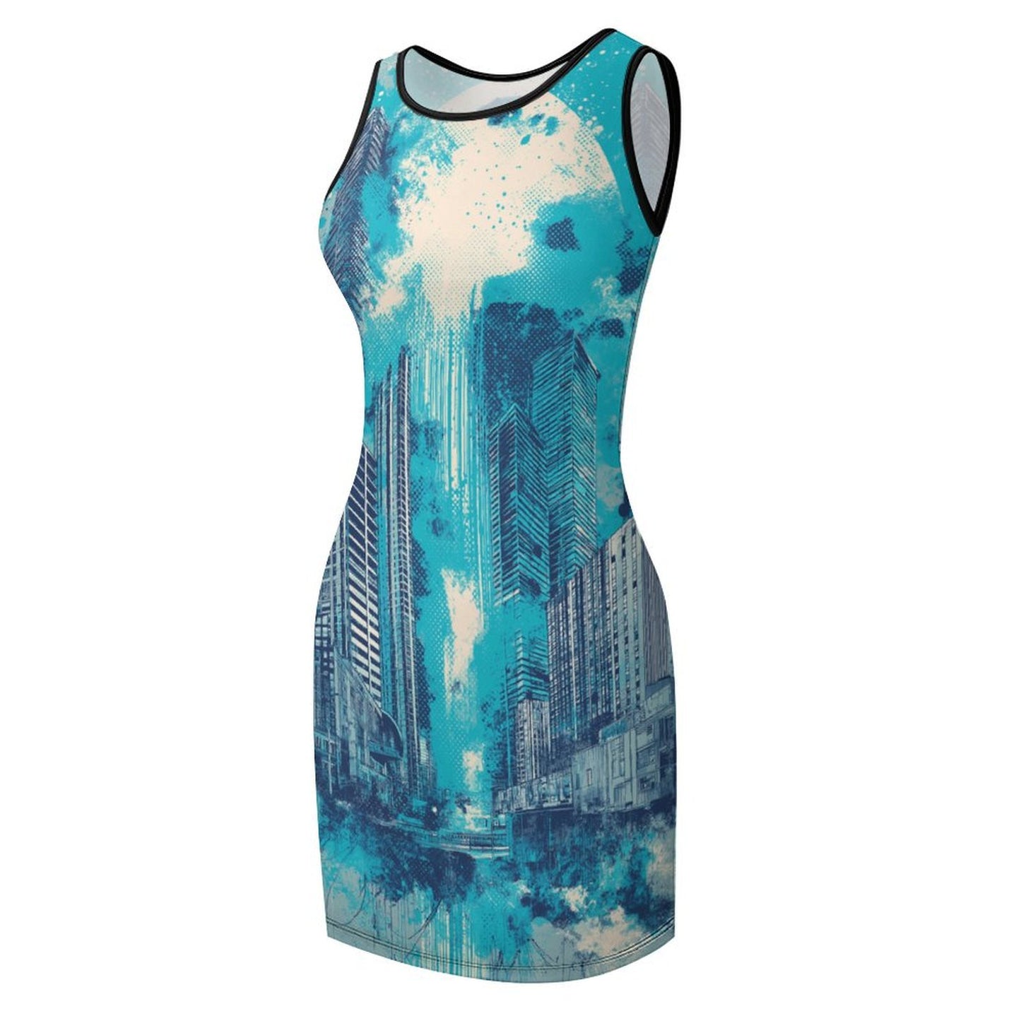 Teal Towers Tank Dress