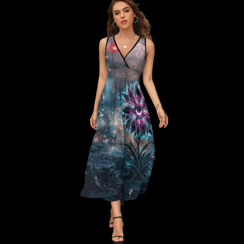 Night Flower Long Sleeveless Dress