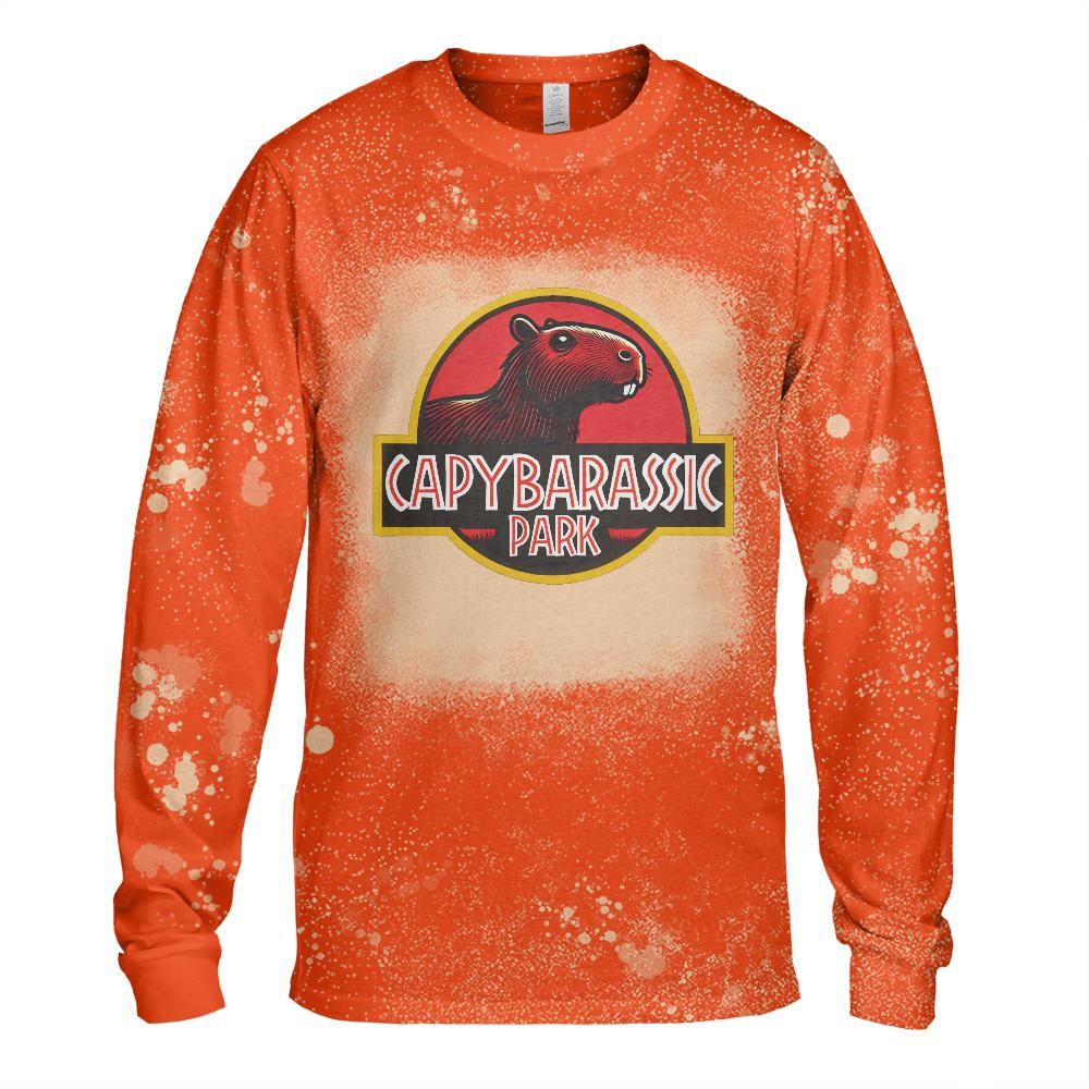 Capybarassic Park Bleached Long Sleeve T-Shirt