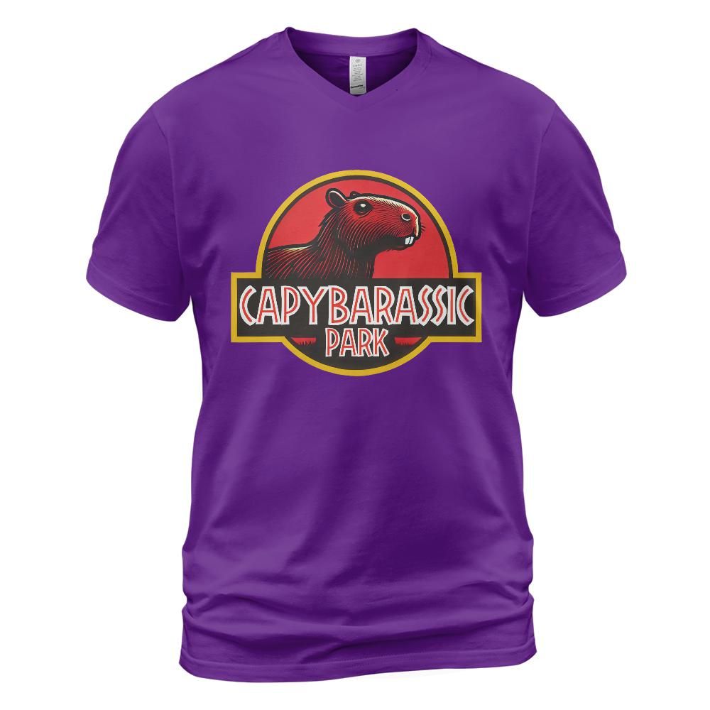 Capybarassic Park Cotton V-neck T-shirt