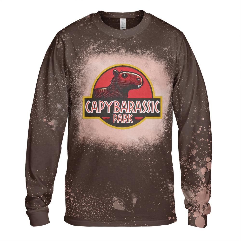 Capybarassic Park Bleached Long Sleeve T-Shirt