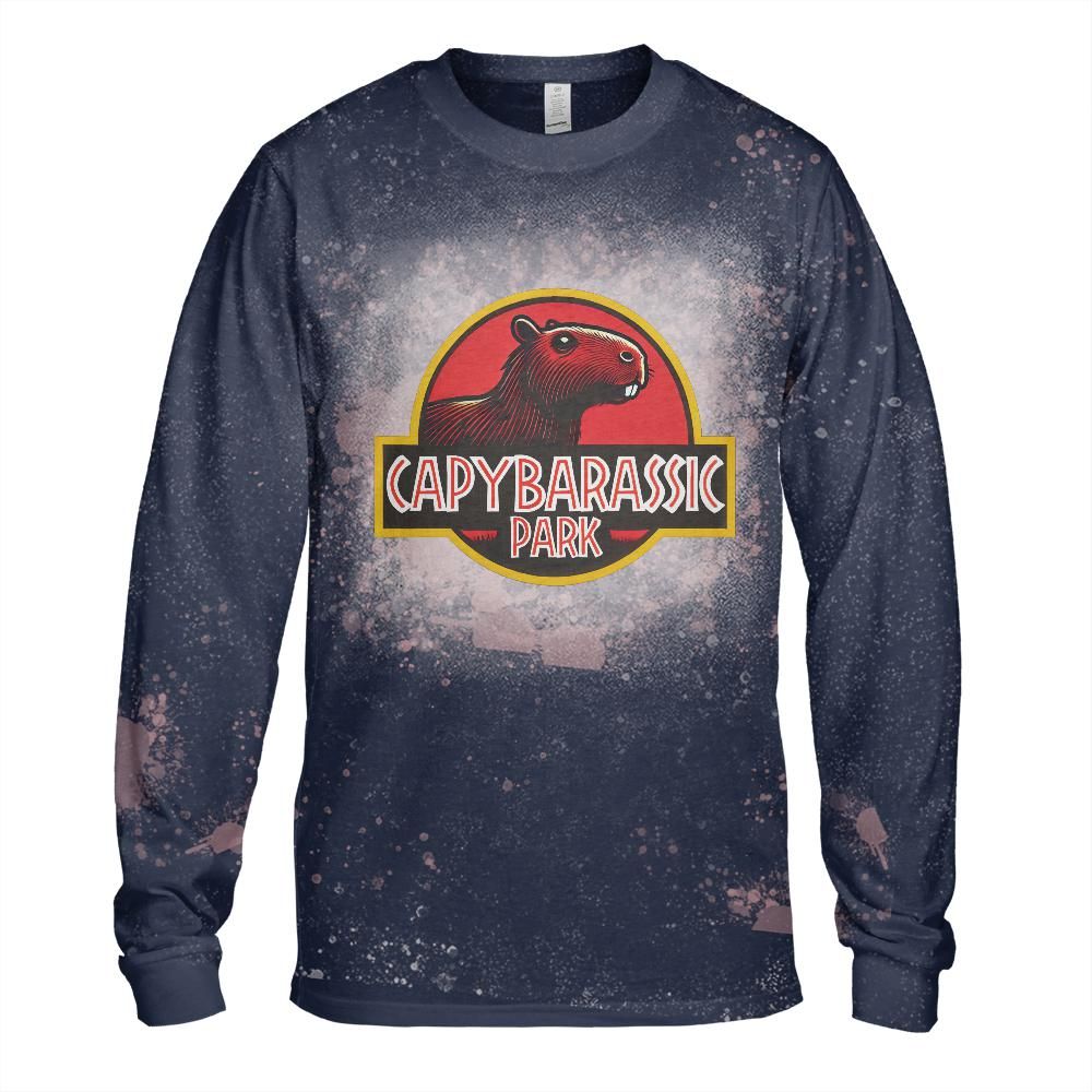 Capybarassic Park Bleached Long Sleeve T-Shirt