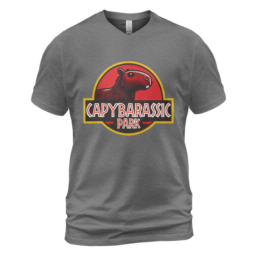 Capybarassic Park Cotton V-neck T-shirt