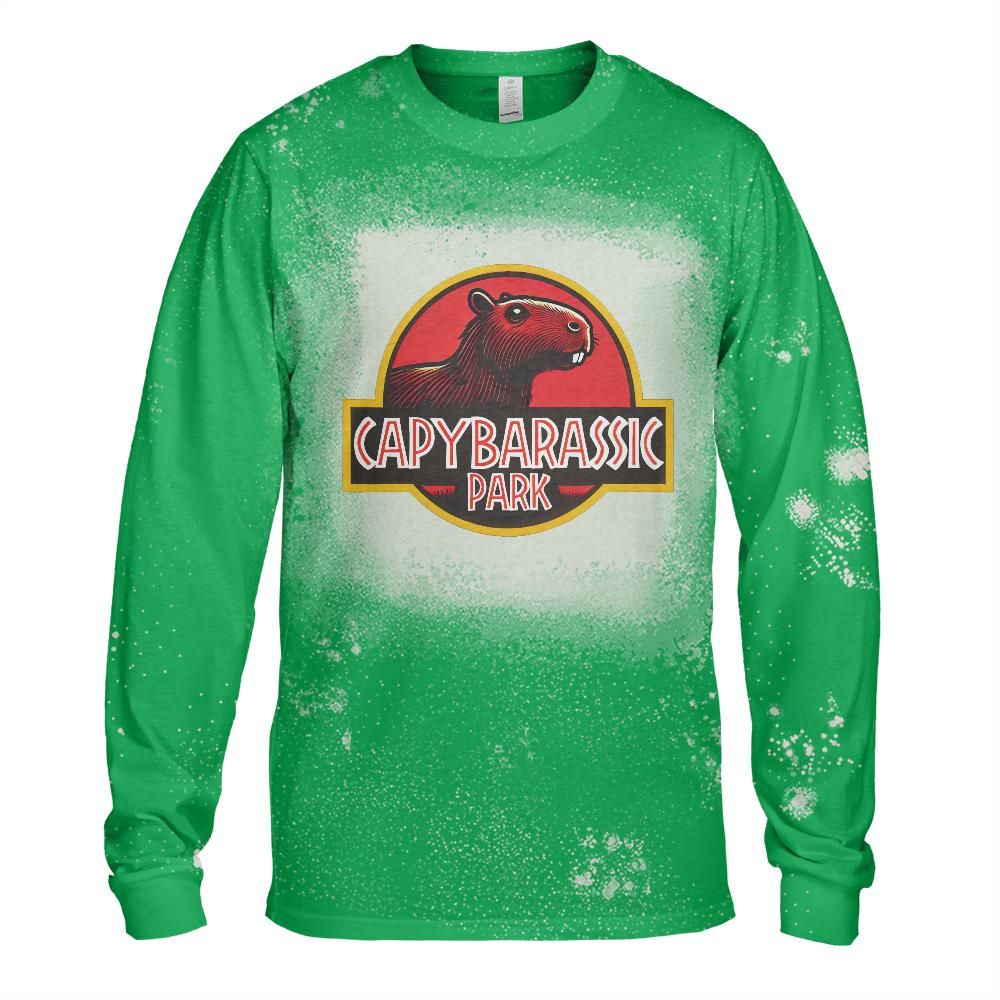 Capybarassic Park Bleached Long Sleeve T-Shirt