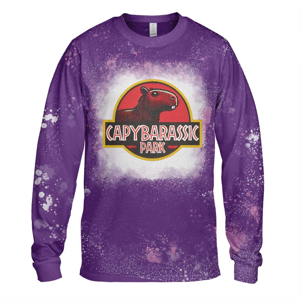 Capybarassic Park Bleached Long Sleeve T-Shirt