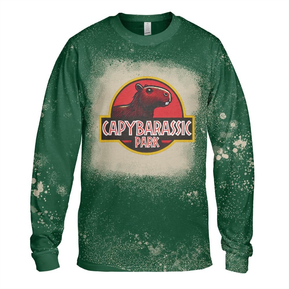 Capybarassic Park Bleached Long Sleeve T-Shirt