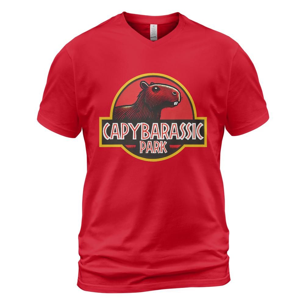 Capybarassic Park Cotton V-neck T-shirt
