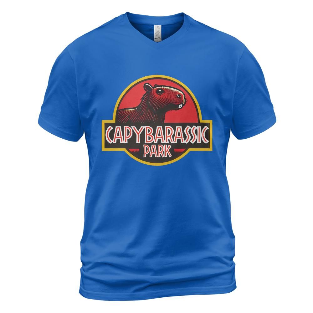 Capybarassic Park Cotton V-neck T-shirt