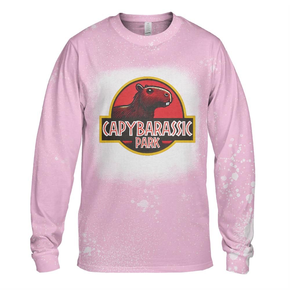 Capybarassic Park Bleached Long Sleeve T-Shirt
