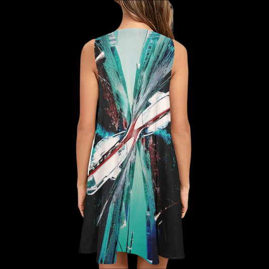 Aqua Angles A-Line Pocket Dress