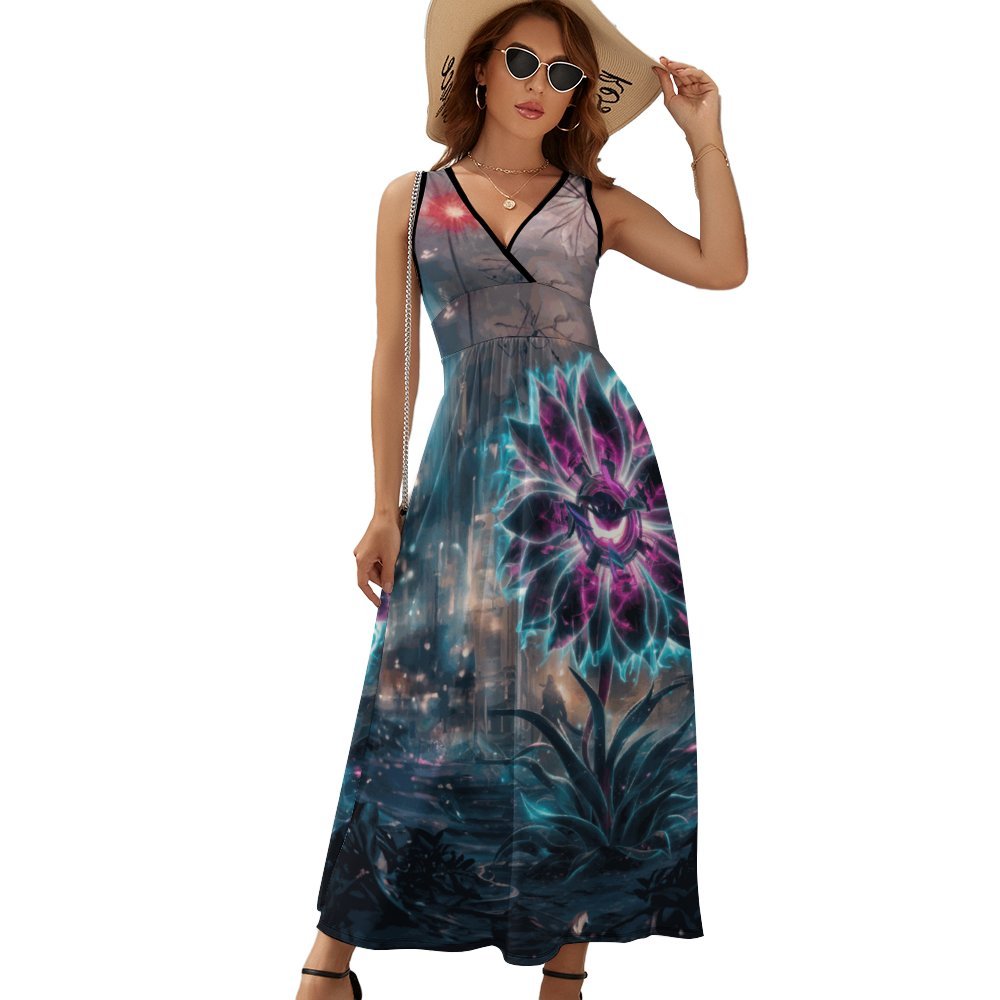 Night Flower Long Sleeveless Dress