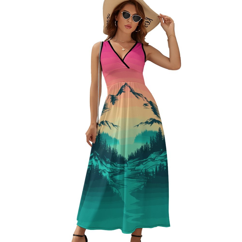 Mountain Gradient Long Sleeveless Dress