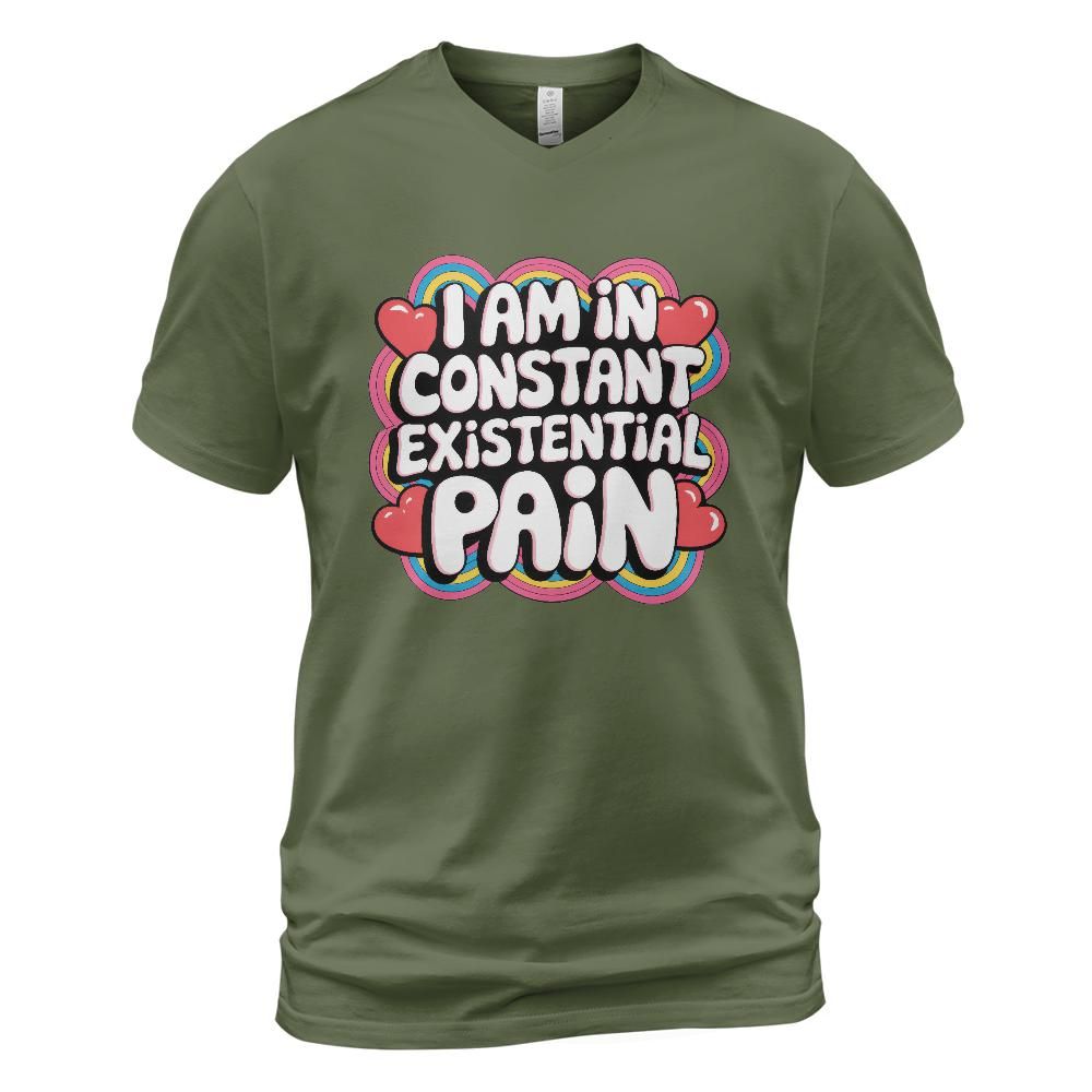 Existential Pain Cotton V-Neck T-shirt