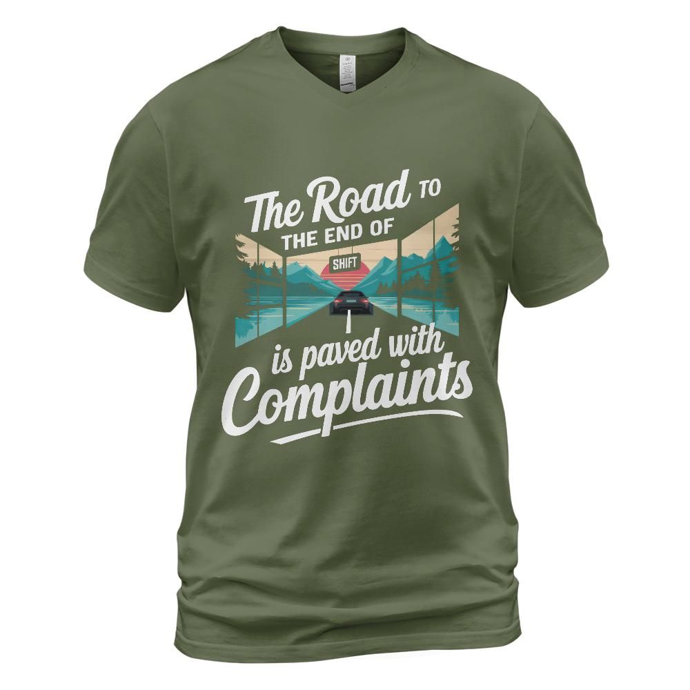 End Of Shift Cotton V-neck T-shirt