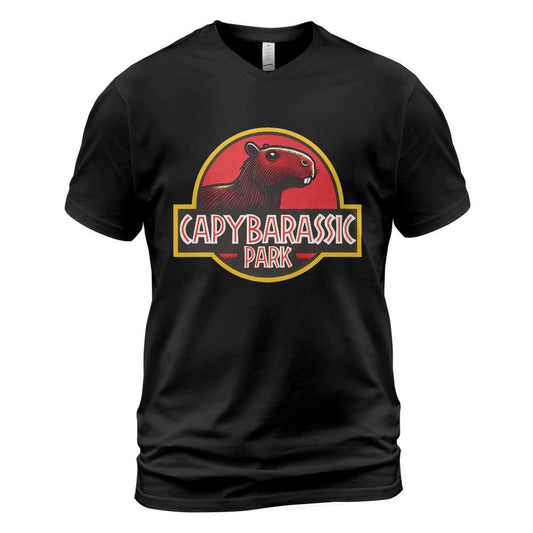 Capybarassic Park Cotton V-neck T-shirt