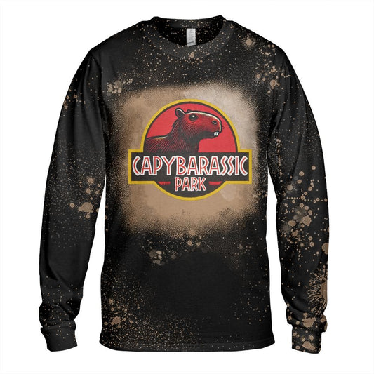 Capybarassic Park Bleached Long Sleeve T-Shirt